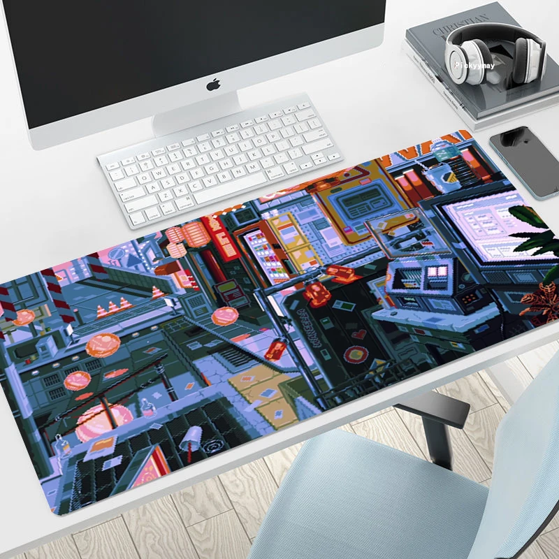

Gaming Mouse Pad Large Mouse Mat Laptop Pixel Japan Street Desk Mats 80x30cm Computer Gamer Pads Keyboard Deskpad Mousepad