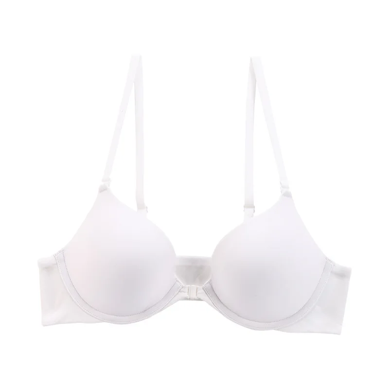 Глянцевый однотонный бюстгальтер с застежкой спереди и открытой спиной со