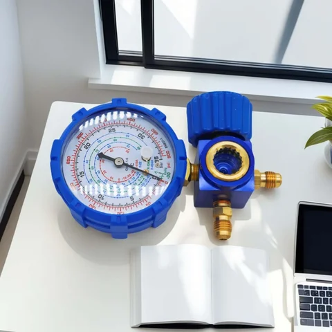 Обслуживание автомобильного кондиционирования, красный однометровый клапан высокого давления, простое соединение для устранения проблем.