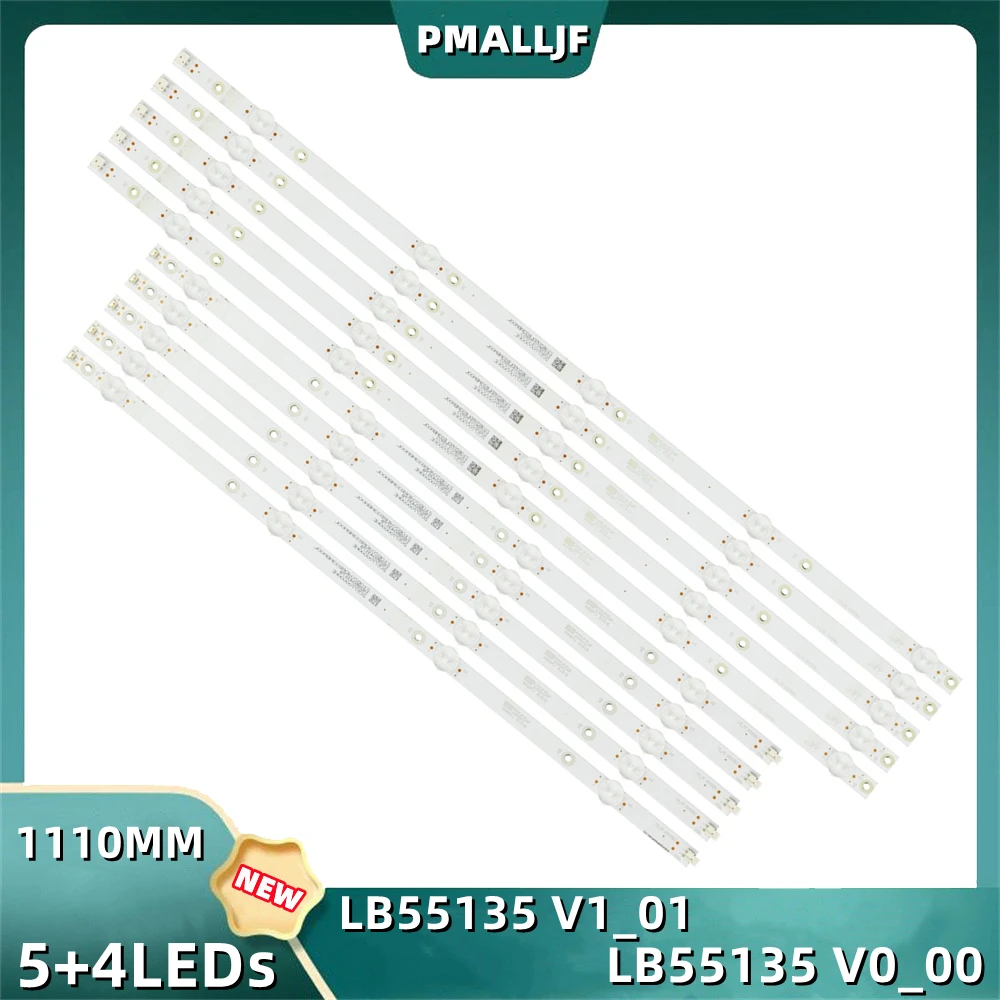 10Pcs/Set LED Backlight Strip NS-55DF710NA19 TPT550U2-D072.L LB55135 V0_00 LB55135 V1_01 LBM550M0501-PJ-4(L) LBM550M0501-PK-4(R)