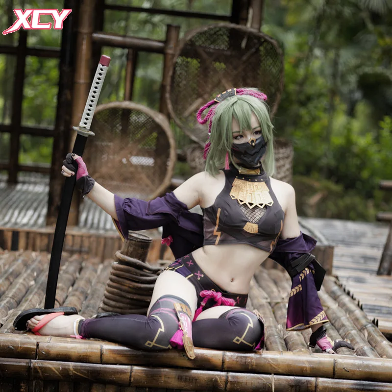 

Genshin Impact Cosplay Costume Anime Game Cos Kuki Shinobu Ninja Women's Carnival Party Costume Girl Halloween Costumes Suit