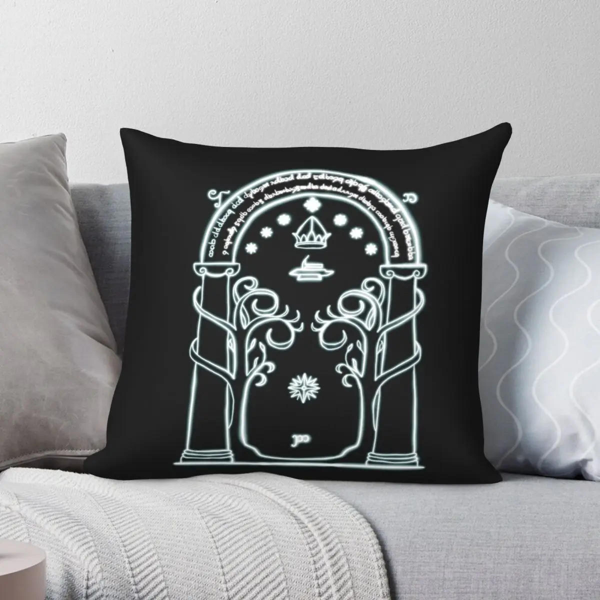 

Durins Gate To Moria Glow Square Pillowcase Polyester Linen Velvet Printed Zip Decor Throw Pillow Case Room Cushion Cover
