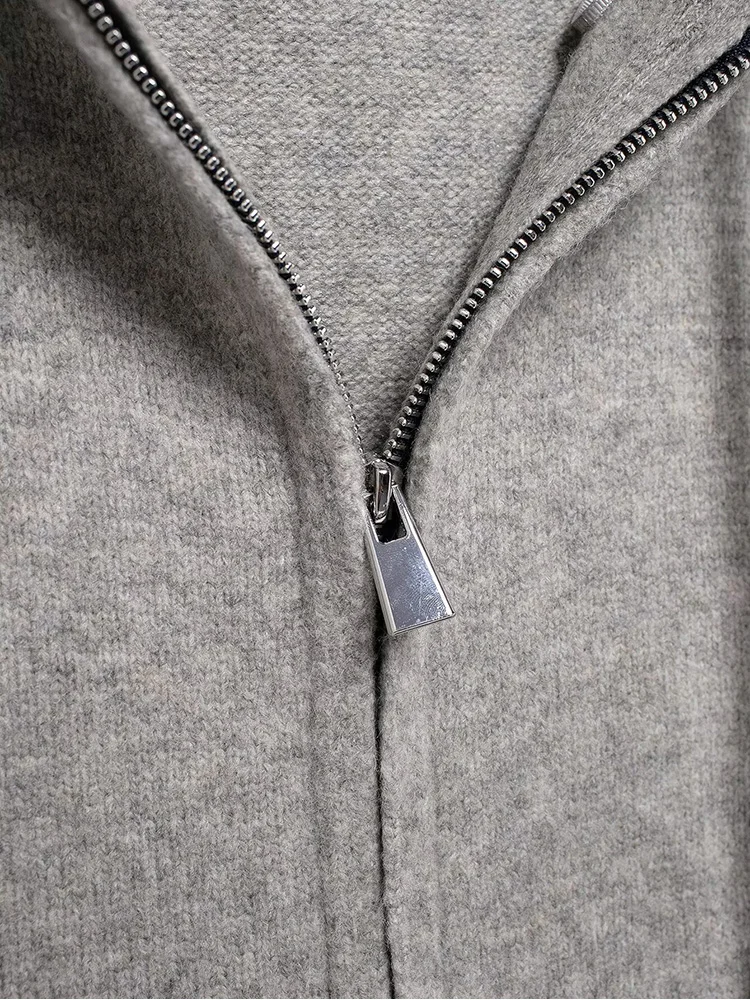 Осень/зима 2023 женское простое модное вязаное пальто с капюшоном и длинными