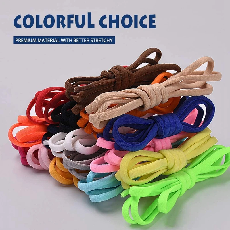 1 Pair Elastic Shoelaces Round Metal lock No Tie Shoe Laces Kids Adult Leisure Sneakers Quick Safety Lazy Lace Unisex 21 Colors