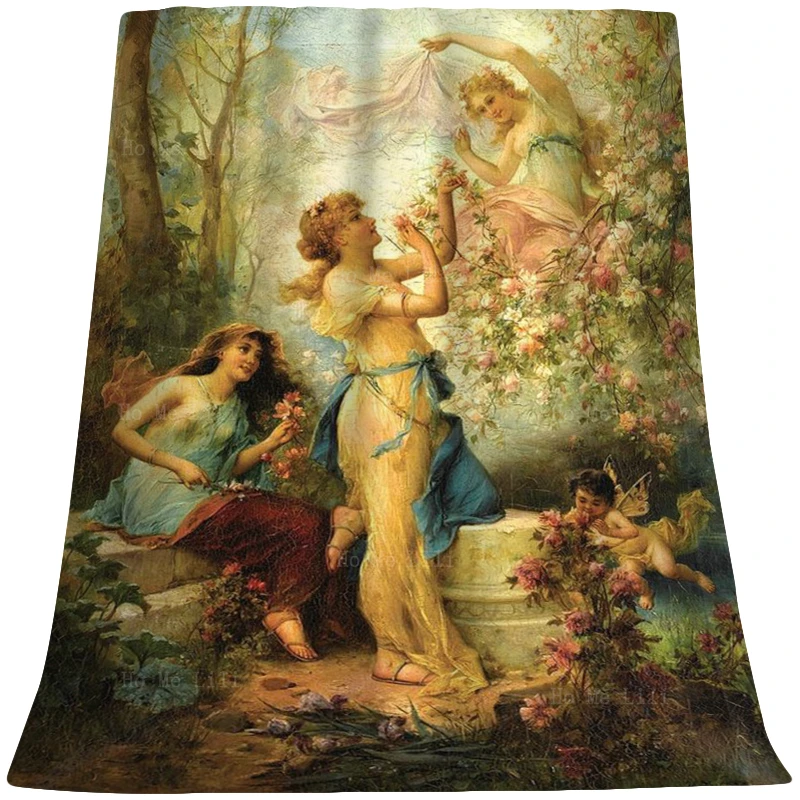 

Greek Classical Mythology Venus With Putti And Attendants Soft Cozy Flannel Blanket By Ho Me Lili For All Seasons Applicable