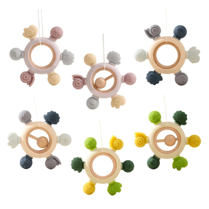 

Игрушка для прорезывания зубов, красочные жевательные кольца, прорезыватель, Рождественский подарок для малышей, мотор для ухода