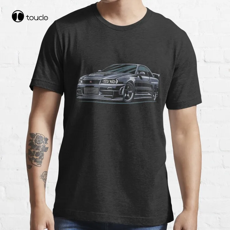 

Nissann Skyline R34 Japanese Hero Skyline R34 Gtr Jdm Nismo Bnr34 Hakosuka R33 R32 T-Shirt Cotton Tee Shirt