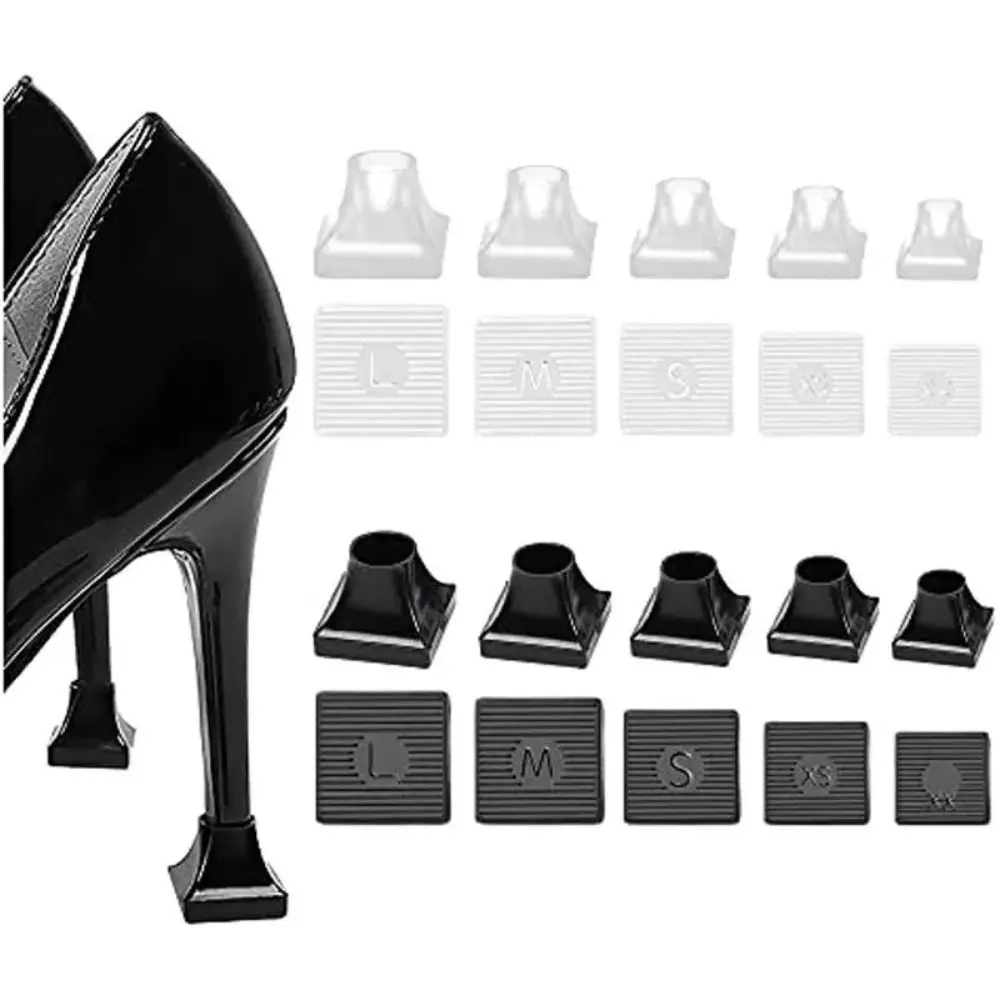 

Square High Heels Shoe Covers For Woman TPU/PVC Material Soft Damping Heel Protector Silencer Non-slip Heel Protector