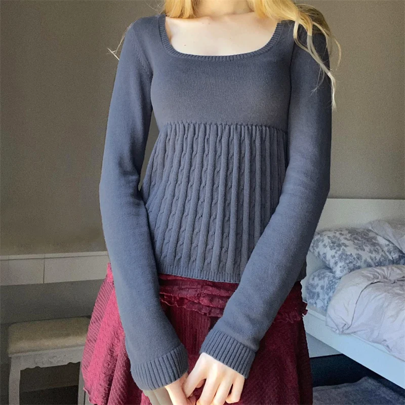 

Женский свитер с длинным рукавом, с квадратным вырезом