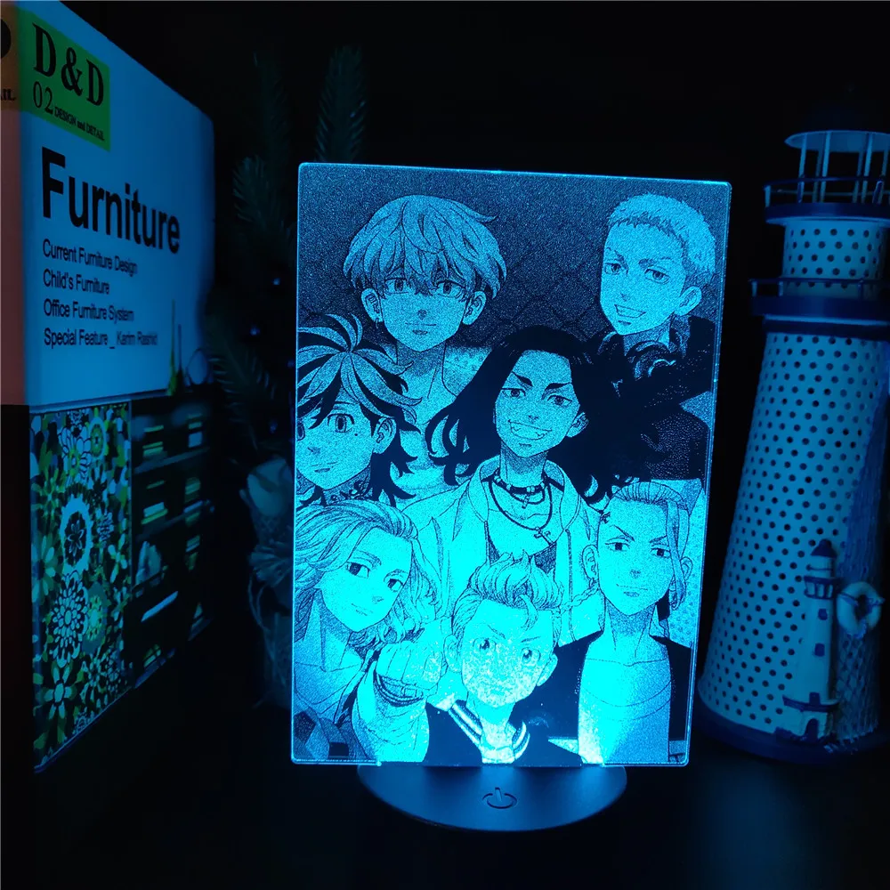 

Tokyo Revengers 3D Night Light Frosted Creative Holiday Bedroom Decoration Bedside Light Gamer Lover RGB Change Desk Lamp MX