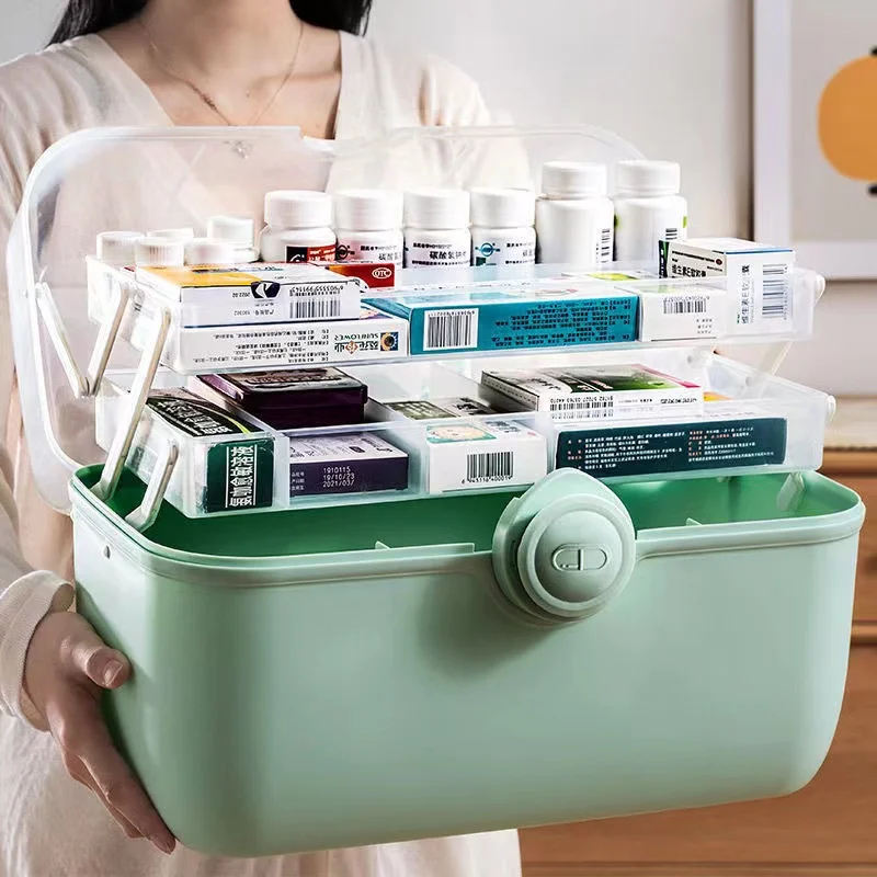 

Multilayer Large Capacity Family Medicine Organizer Portable First Aid Kit Chest Storage Container Family Emergency Box Suitcase