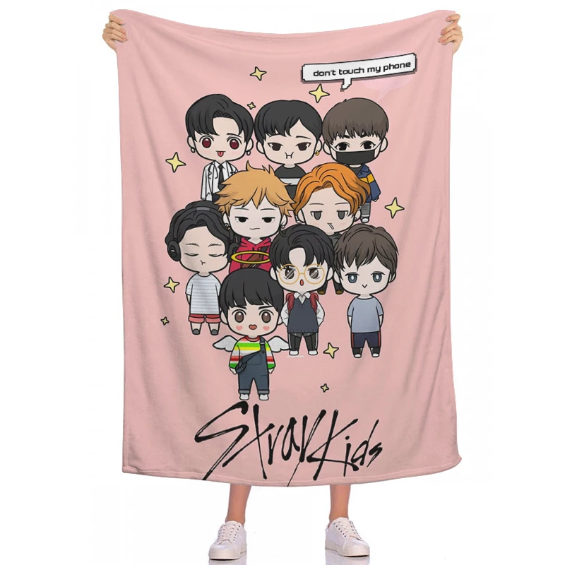 

Fluffy Soft Blankets and Throws Stray Kids Plaid on the Sofa Custom Blanket Summer Bedspread Bed 150 Anime Bedspreads Throw & H