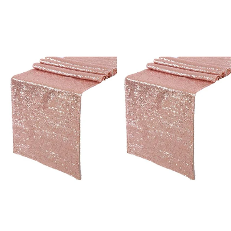 

Sparkly Rose Gold Sequin Table Runners Shimmer Table For Wedding Party Anniversary Birthday Cake Table Cloth