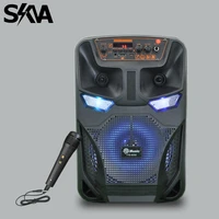 8 outdoor bluetooth speaker portable wireless stereo subwoofer bass speakers karaoke audio loudspeakers with wired microphone