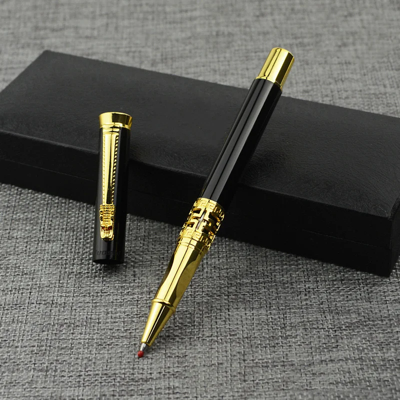 

Luxury Business Office Sign Pen Hollow Metal Ballpoint Pens Student Writing School Rollerball Pen Stationery Supplies Gift 03779
