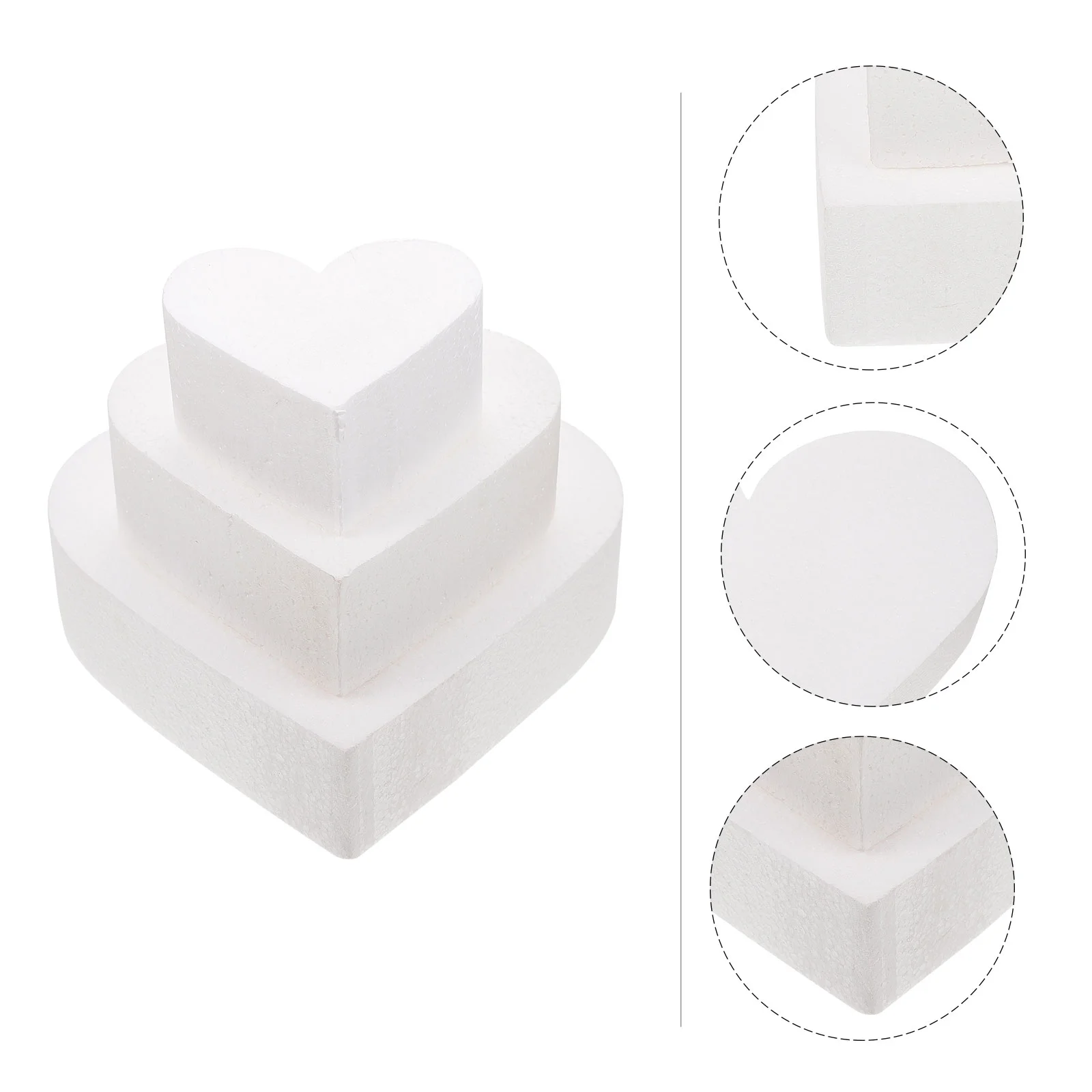 

3 Pcs Bubble Cake Polystyrene Model Foams Dummies Wedding Stands DIY Mold White Paper Cups Set Heart Shaped Mould