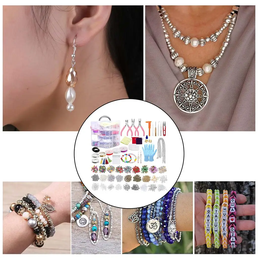 

2015x Jewelry Making Starter Supplies Kit for Necklace Bracelet DIY Tool