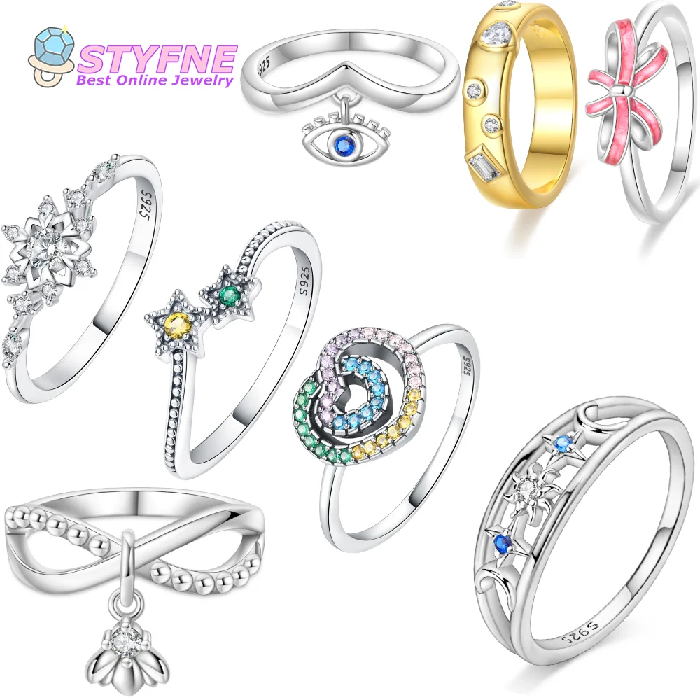 Women 925 Sterling Silver White Zirconium Snowflake Rings Jewelry Anniversary Birthday Fashion Gifts Fine Official Website