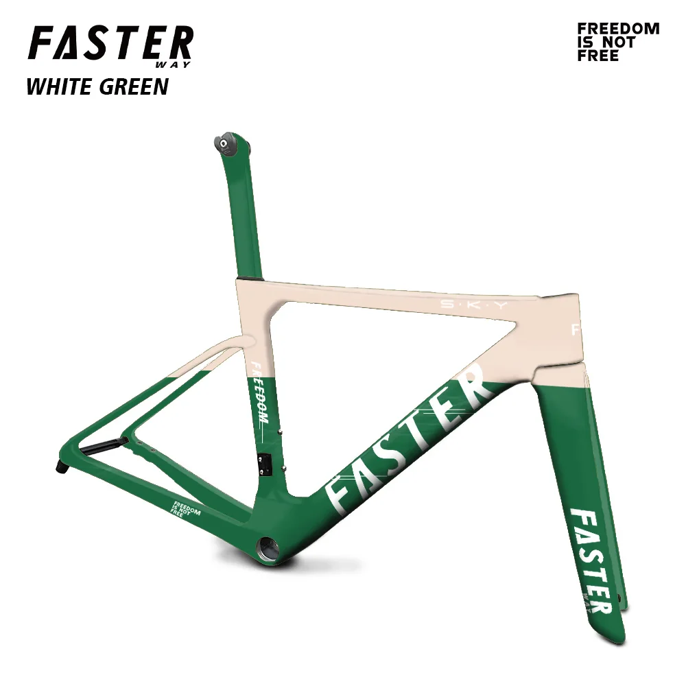 Фото 2026 FASTERWAY Freedom Gold Point Frameset Карбоновая дорожная рама для велосипеда с вилкой, зажим для подседельного штыря, гарнитура, руль 32C, дисковый тормоз №2
