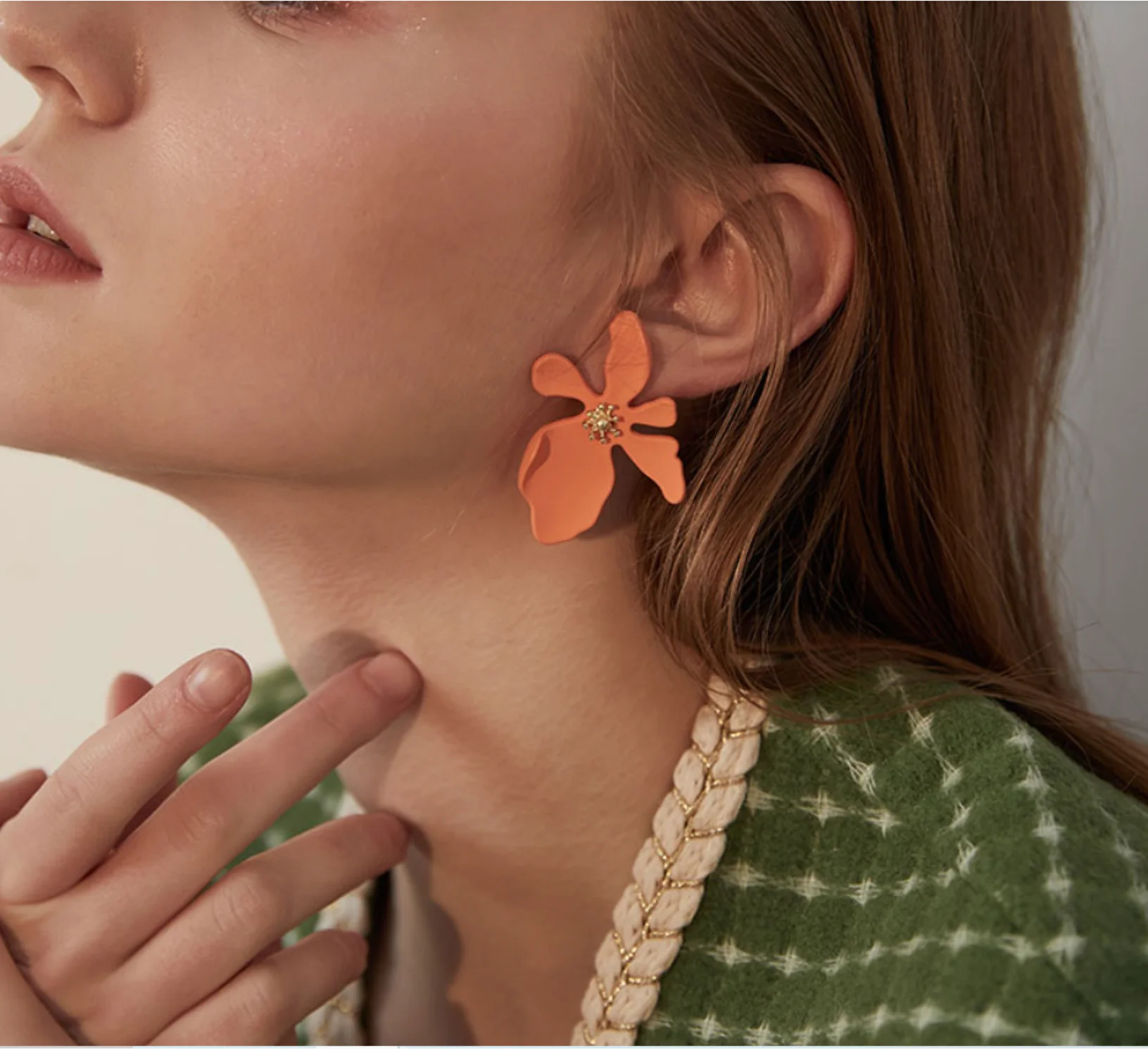 

925 silver needle simple acrylic flower lollipop petal wedding party Earrings for women Fashion Jewelry