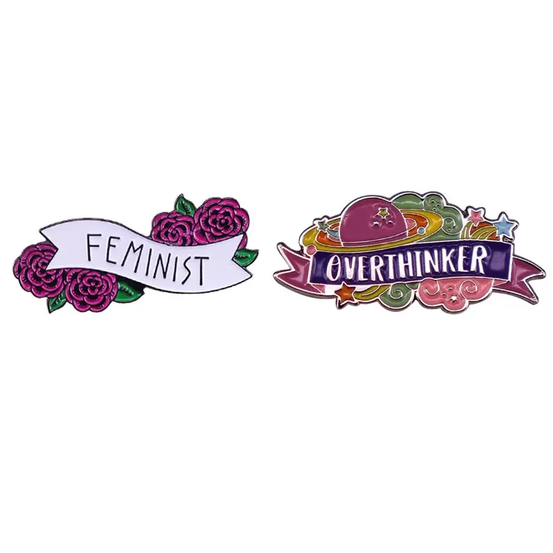 

Fun Beautiful Floral Emblem In Metal Enamel Focus On Mental Health Awareness Quote Pin Originality lapel Brooch Jewelry Gift