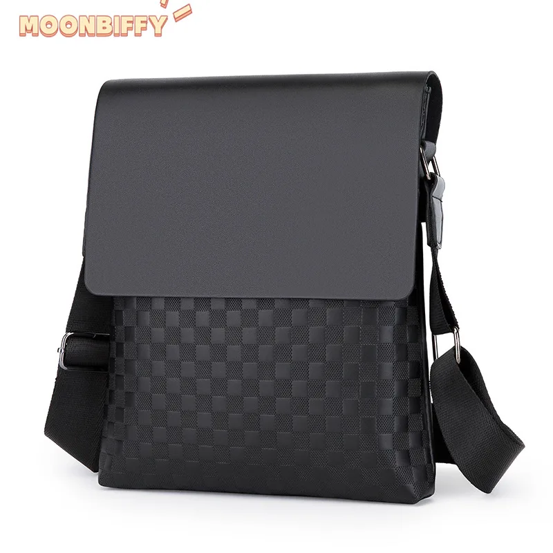 

Men's New Fashion Shoulder Bag Large-capacity Bag Men's Business Messenger Briefcase Vertical Plaid Bag Cover Crossbody Bags