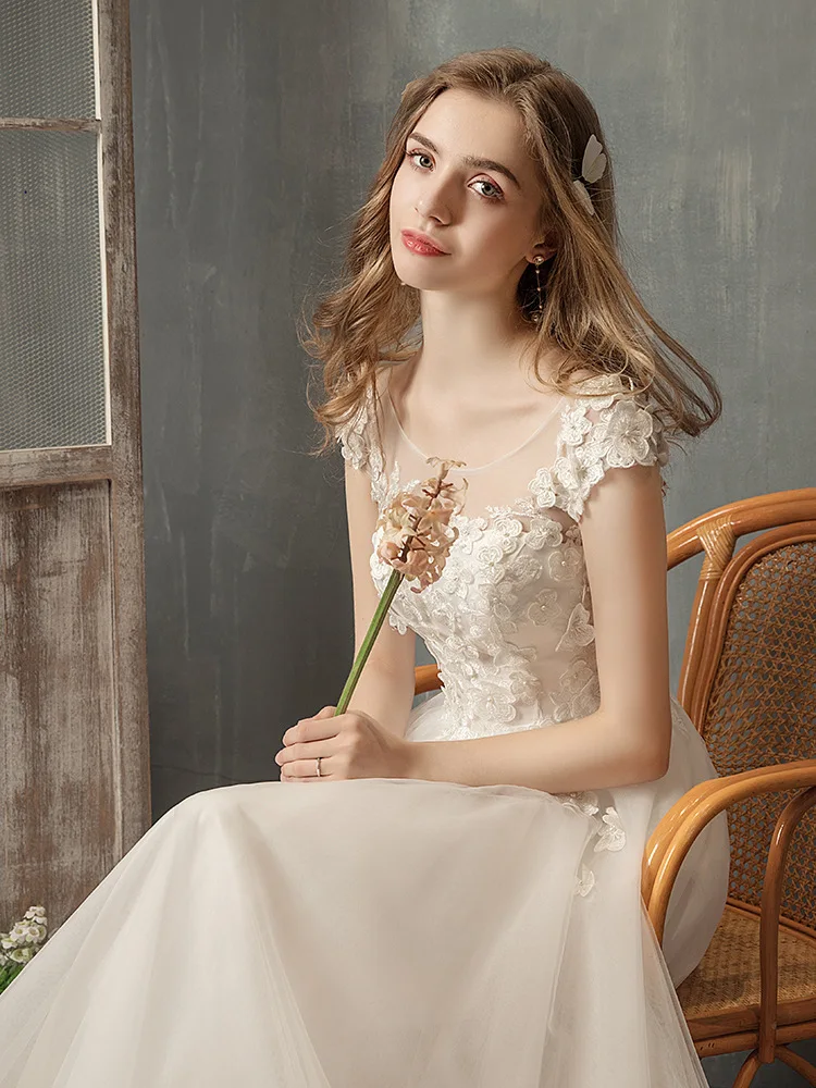 

New Bride Dream French Flower Mori Dress Small Tailed Simple Wedding Dress