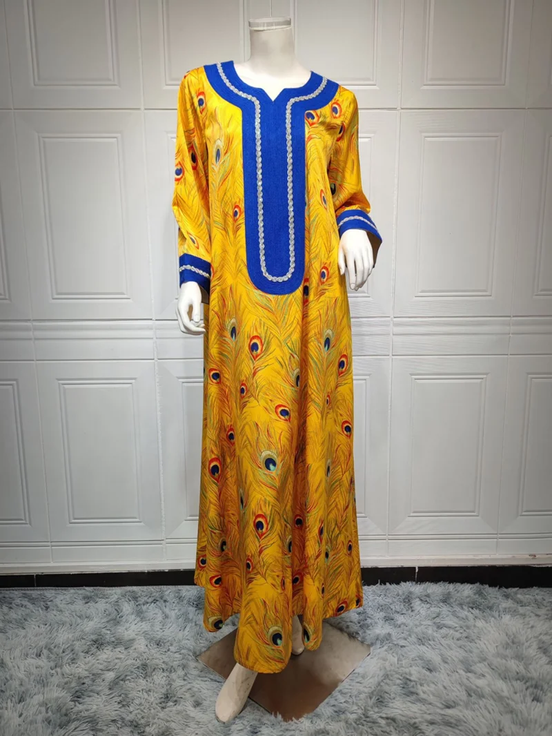 Muslim Fashion Hijab Dress Ramadan Abayas For Women Dubai Turkey Moroccan Caftan Islamic Clothing Flowers Print Boho Boubou