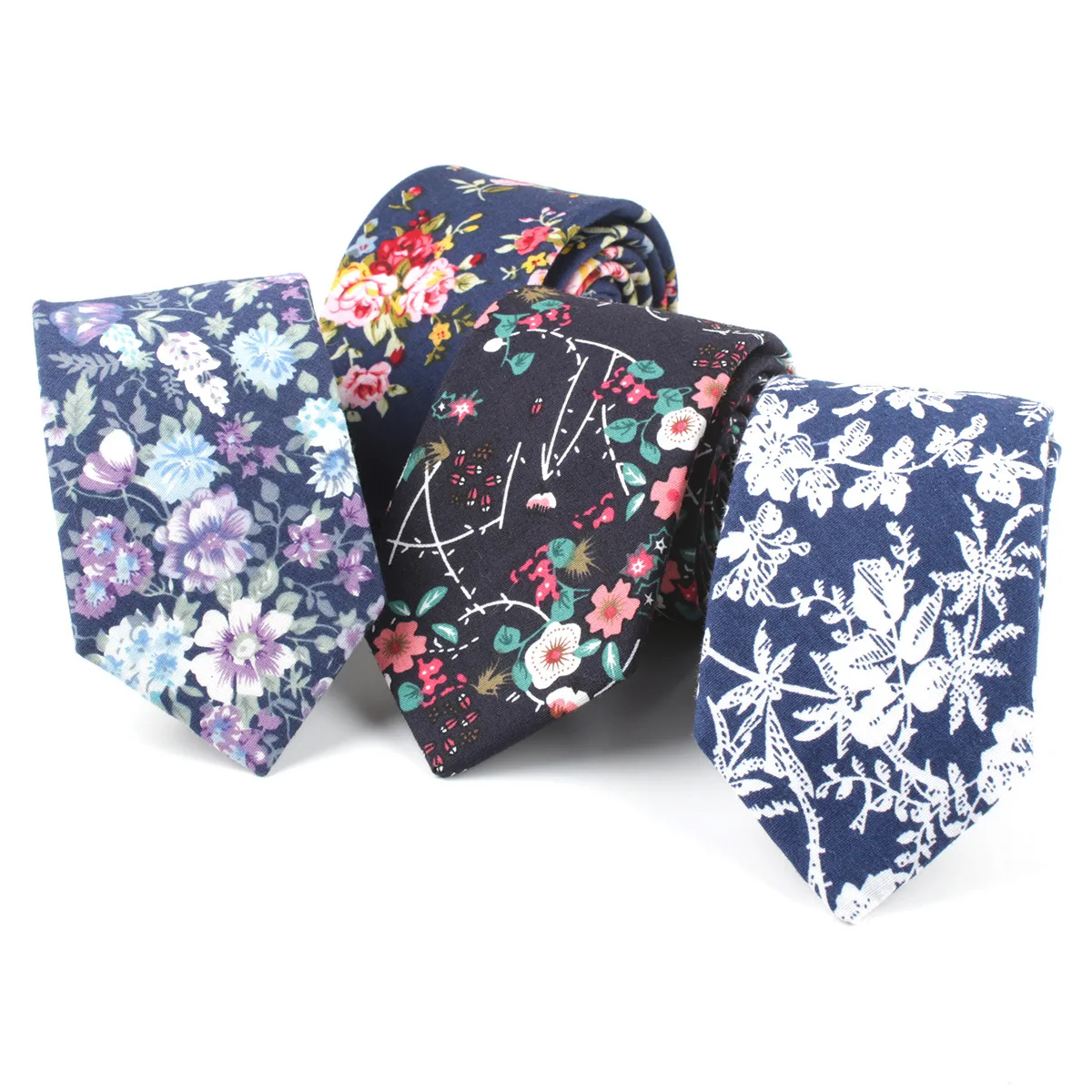 

Sitonjwly 6cm Cotton Necktie Men's Floral Printed Narrow Necktie Leisure Business Wedding gravatas para homens Custom Logo
