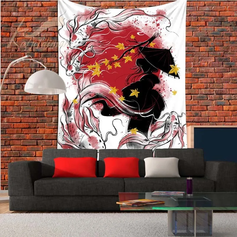 Гобелен в виде цветущей вишни домашний декор японском стиле украшение на стену