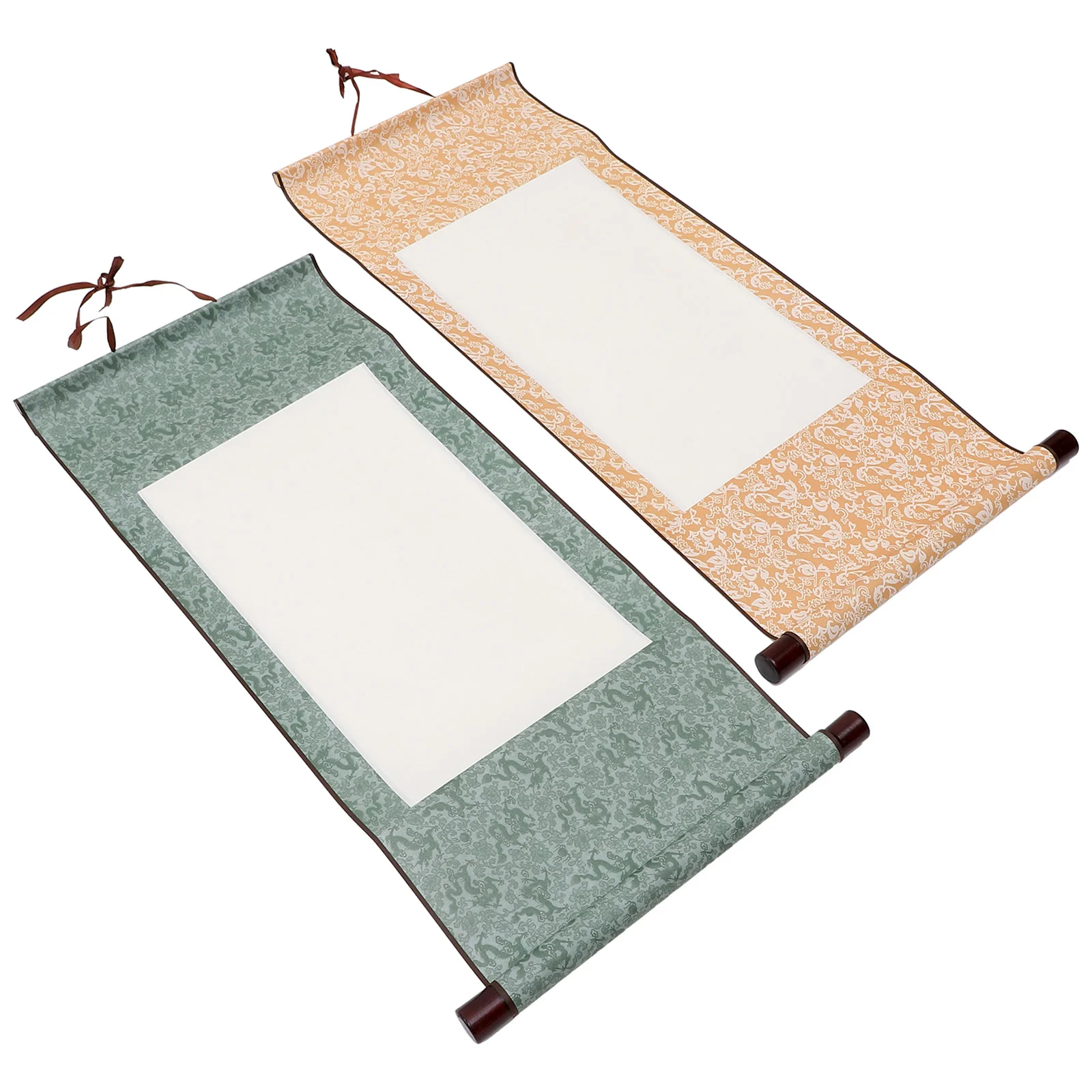 

2 Pcs Chinese Calligraphy Paper Painting Supply Scroll Reel Accessory Wall Blank Hanging