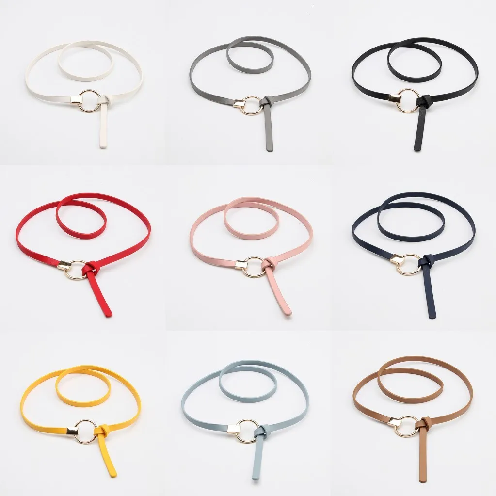 

1PC 108x1cm Women Faux Leather Thin Belt Adjustable Waist Belt Alloy Pin Buckle Elegant Dress Decorative Waistband for Lady