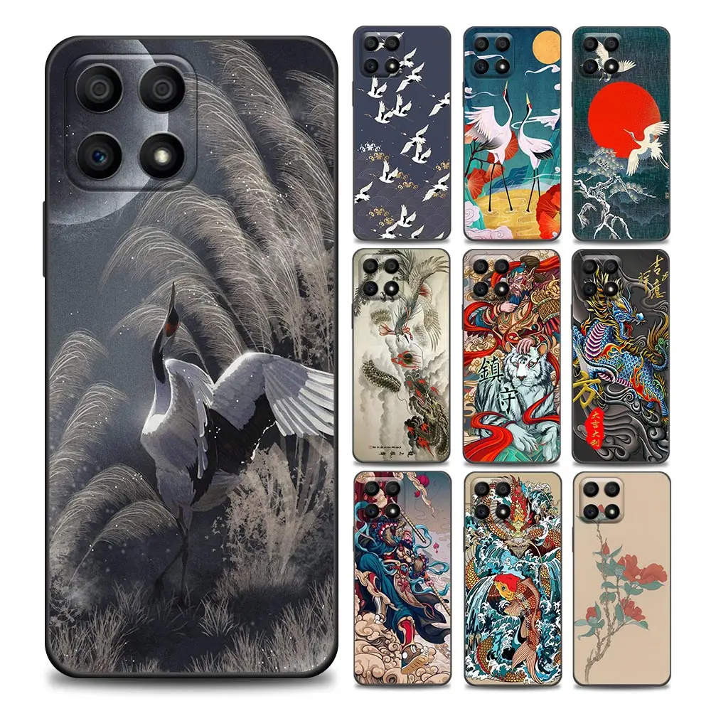 

Chinese Style Crane Honor Case for 8X 9S 9A 9C 9X Pro Lite Play 9A 50 10 20 30 Pro 30i 20S(6.15) Soft Silicone