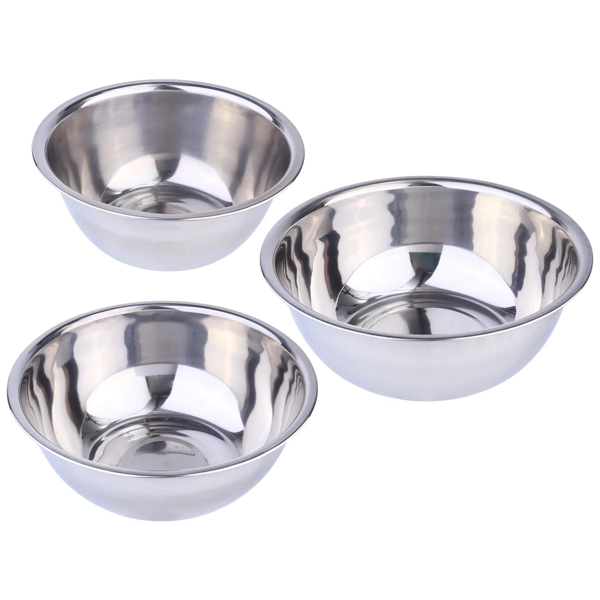 

1 Set 3 Pcs Stainless Steel Mixing Bowl Salad Bowl (Different Size Silver)