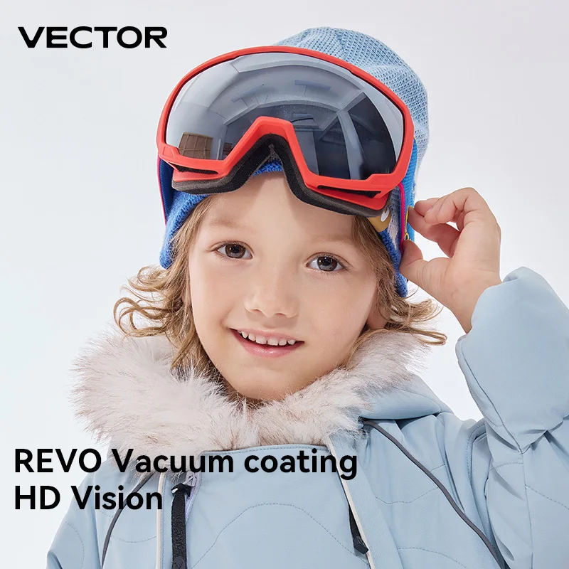 Детские лыжные очки VECTOR оправа с принтом и ремешком для мальчиков девочек