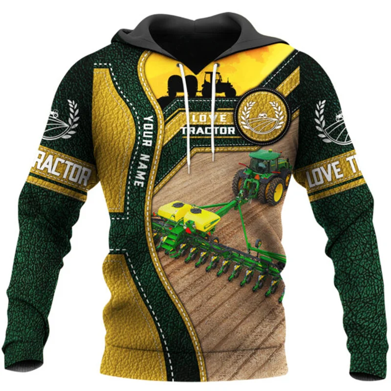 

Fashion Casual Men's Sweatshirt Love Tractor 3D Full Body Print Zip Hoodie Unisex Street Casual Sports Hoodie Jacket Top
