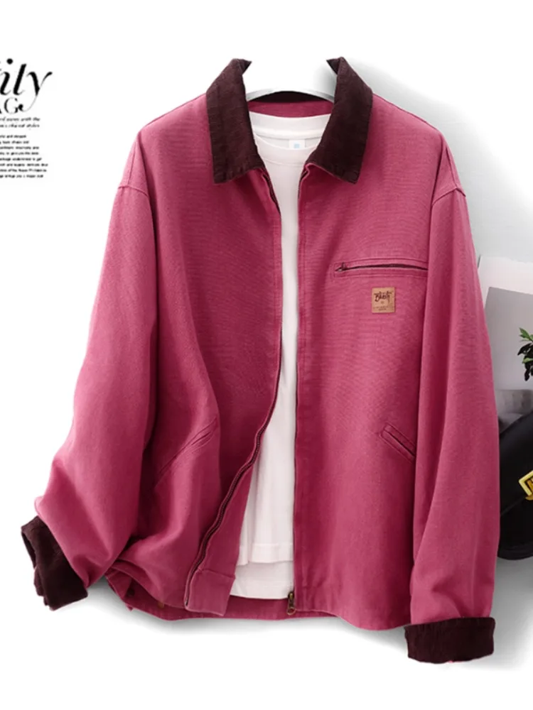 Прилавок хлопковые рубашки с лацканами контрастного цвета в стиле ретро верхняя