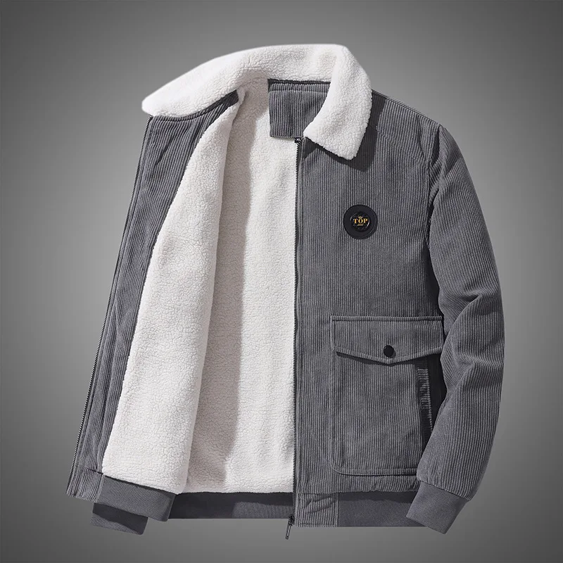 2022 Lamb Cashmere Men's Winter Padded Warm Cotton Coat Trend Coat