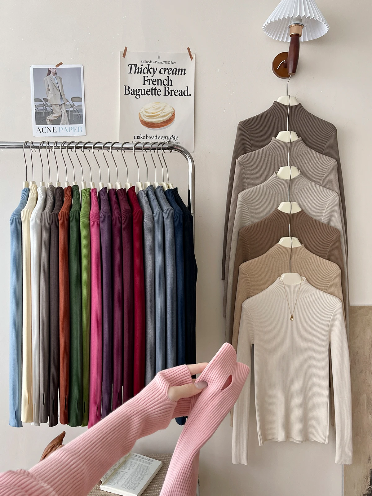 Плиссированная текстура полувысокий воротник смешанный шерстяной свитер из