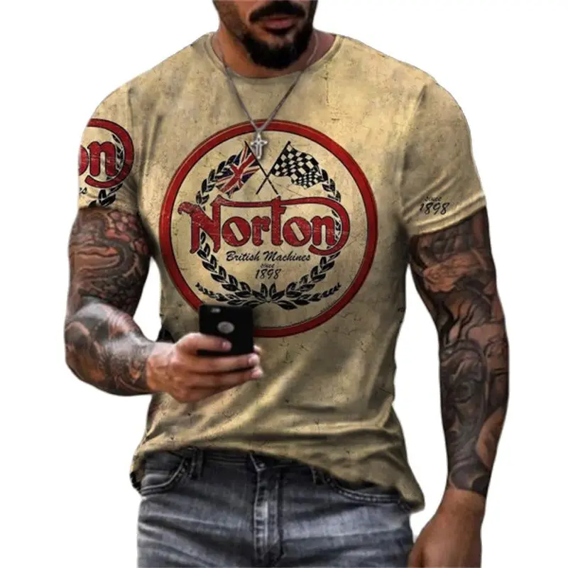 

Vintage T-shirt For Men 3d norlon Motorcycle Short Sleeve Loose Oversized Tee Shirt Men‘s T Shirt Fashion Clothing Top Camiseta