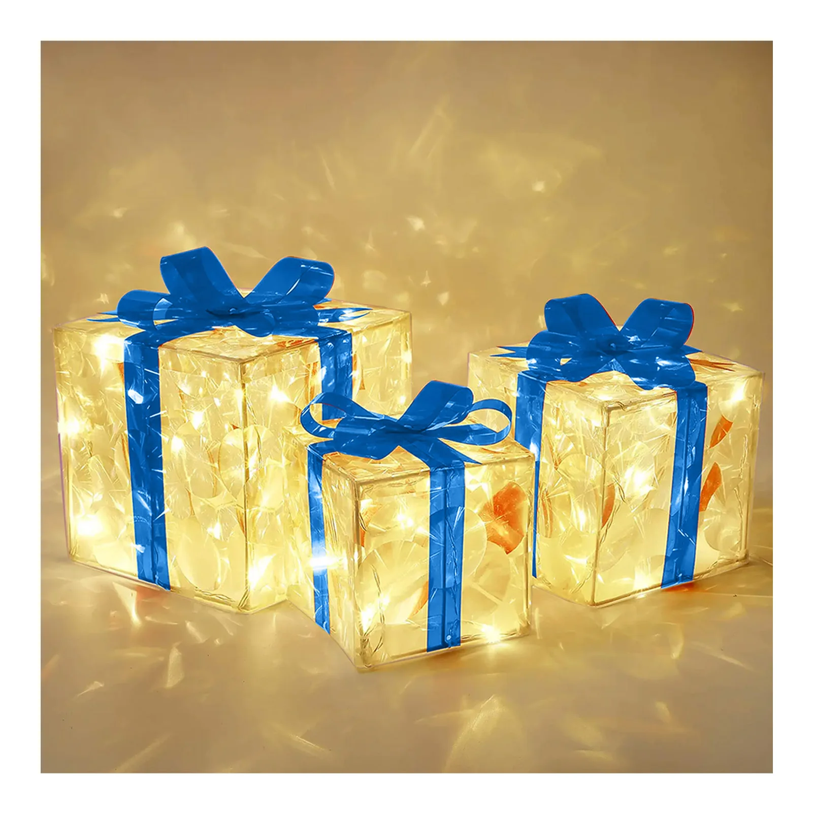 

3 набора, рождественские украшения, подсвеченные подарочные коробки, подсветка, искусственная строка, коробка для внутреннего праздника, вечеринки, свадьбы, Декор