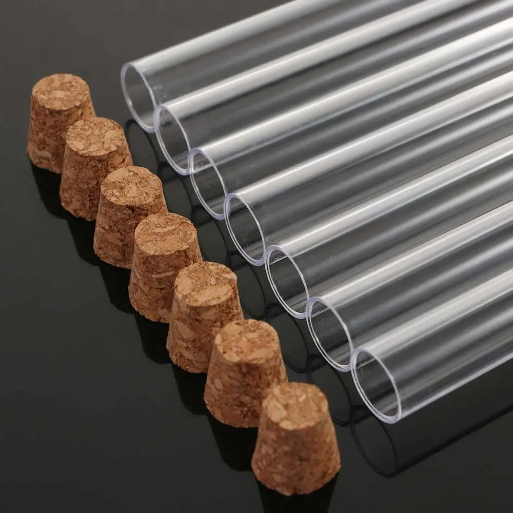 Прозрачные лабораторные пробирки из прозрачного пластика с пробками 12x100 мм