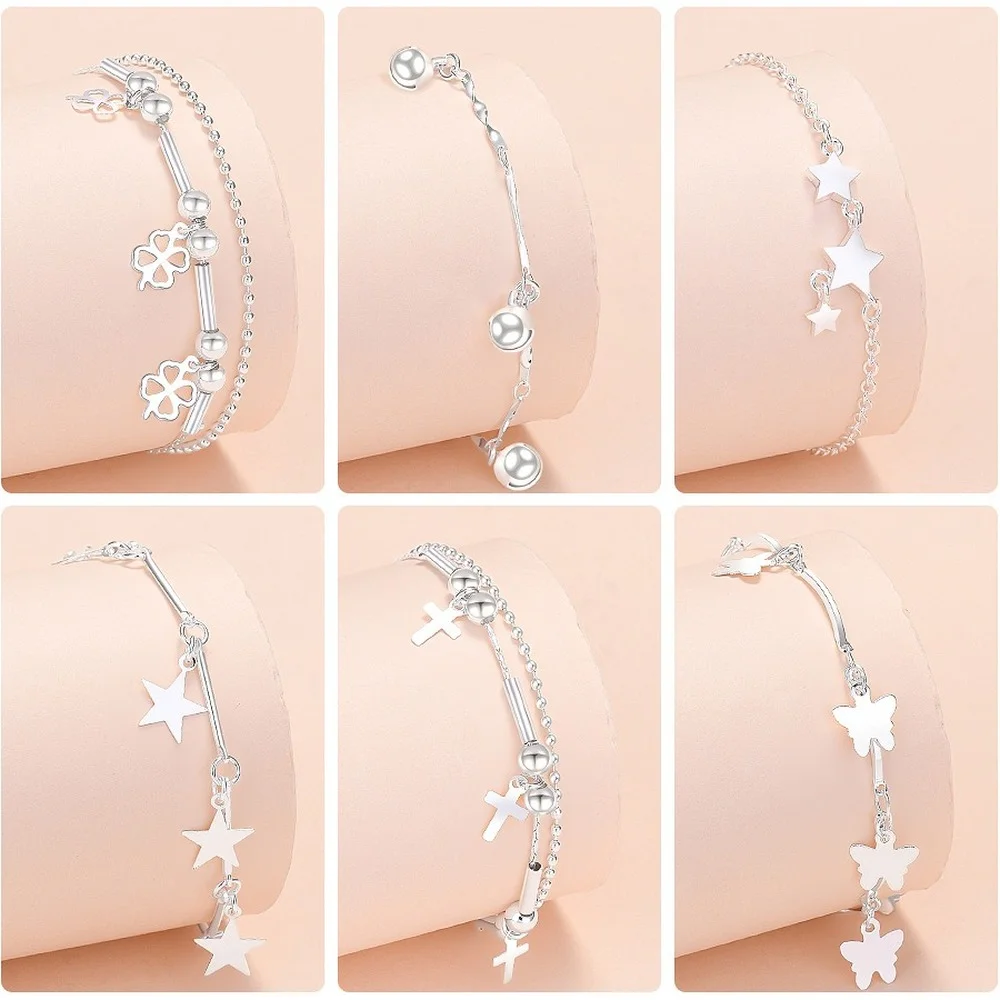 

2022 Fashion Adjustable 925 Sterling Silver Bracelet Round Star Lucky Turning Bead Bracelet for Women Exquisite Jewelry Gifts