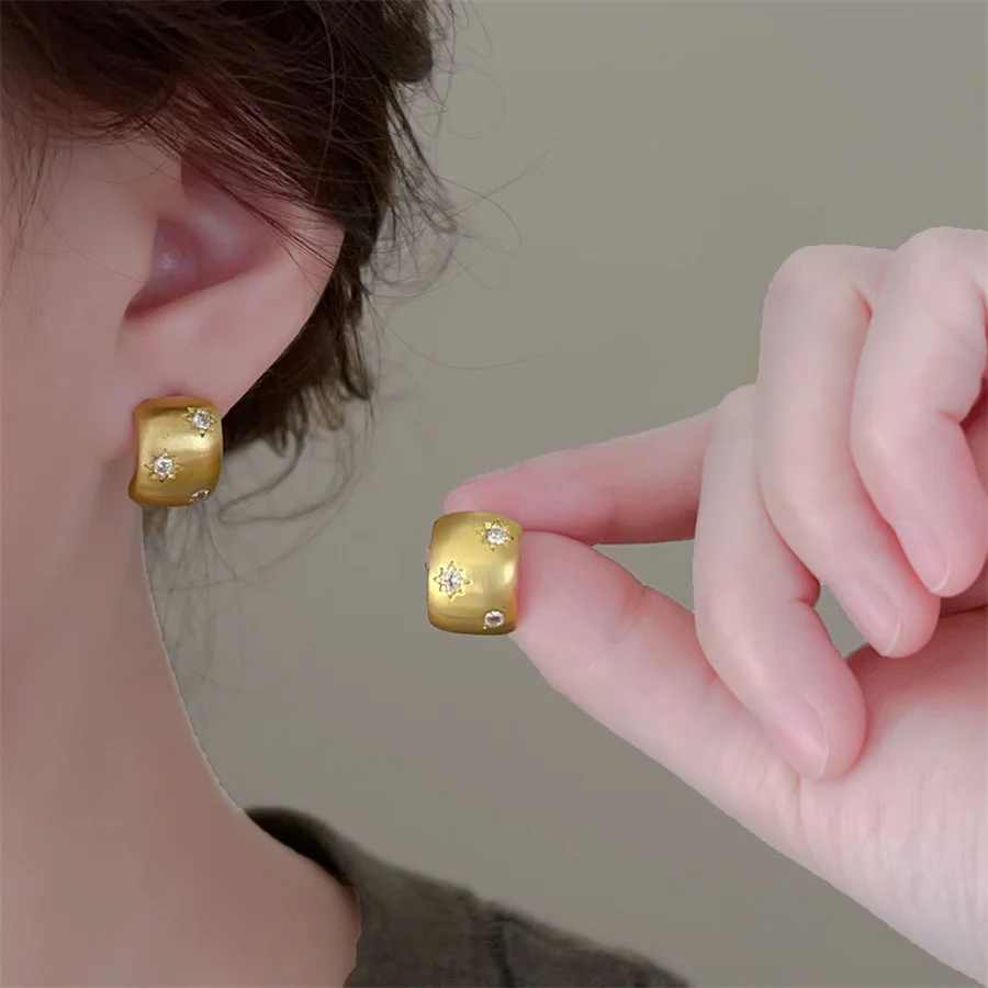 Винтажные позолоченные серьги-гвоздики со звездами и цирконием для женщин