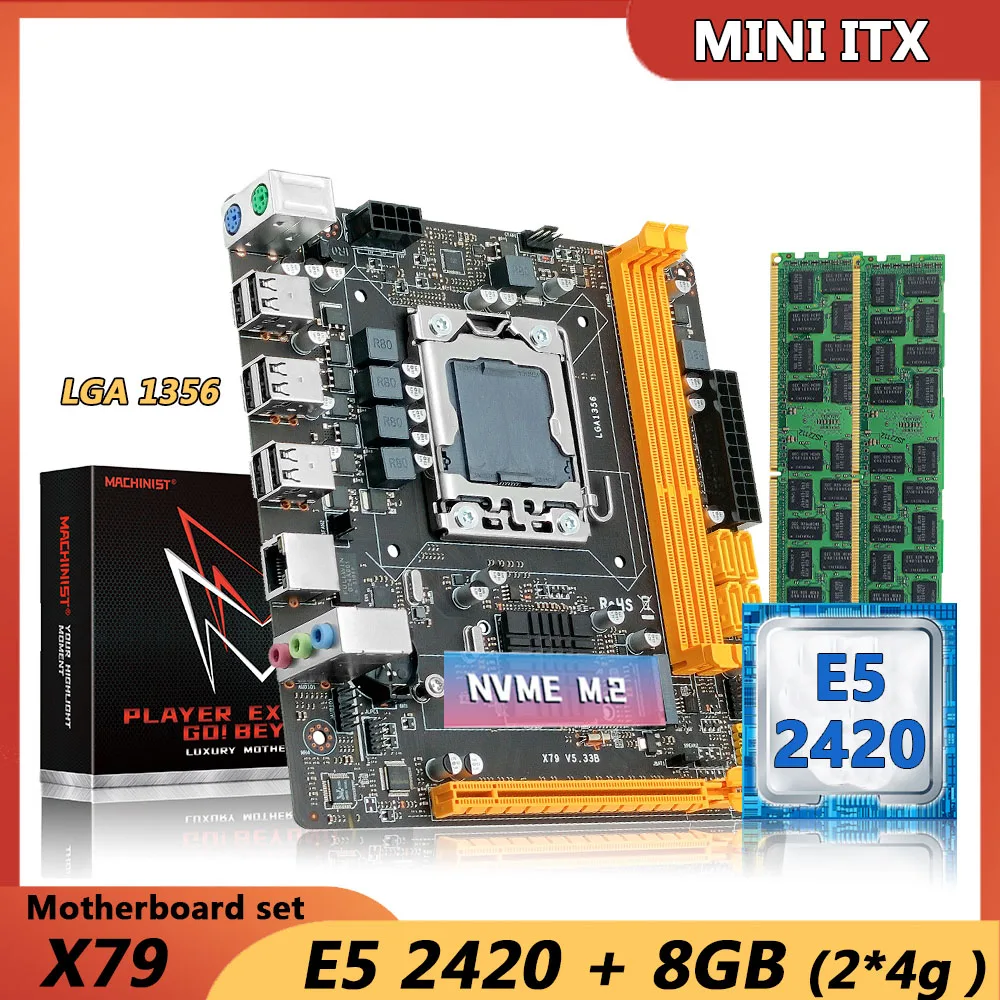 Machinist-Conjunto de placa base X79 con procesador Intel Xeon E5 2420, CPU LGA 1356 y memoria RAM DDR3 de 8GB, Mini ITX X79 V5.33B