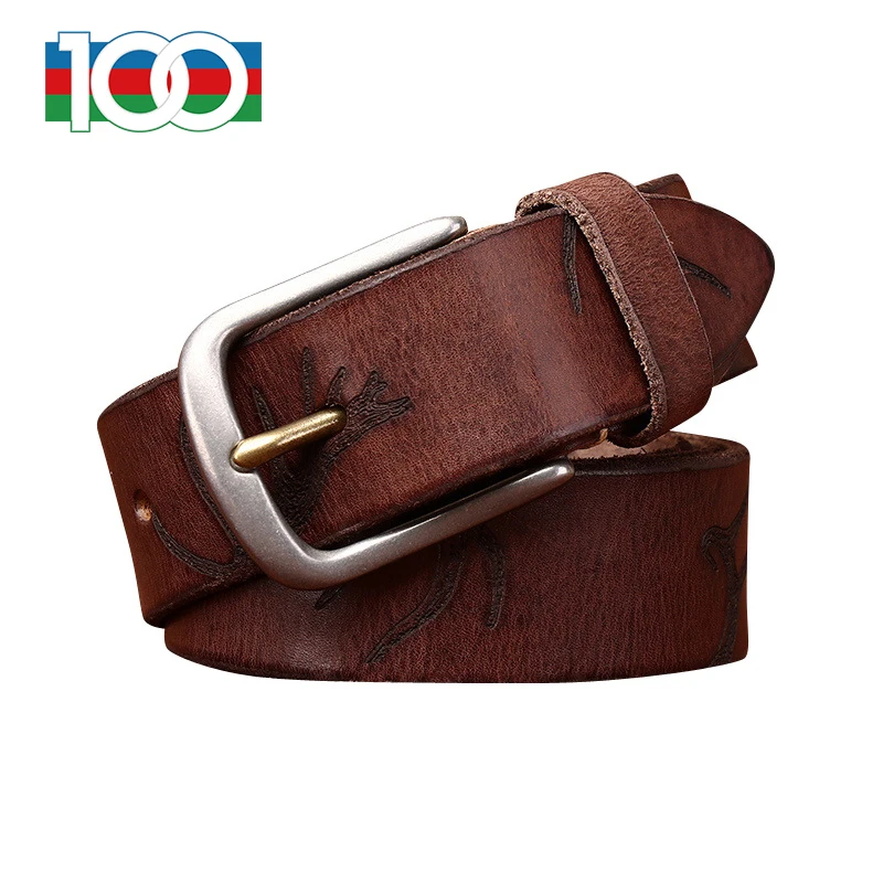 Мужской ремень новый ретро-индивидуальный тренд из воловьей кожи с тиснением