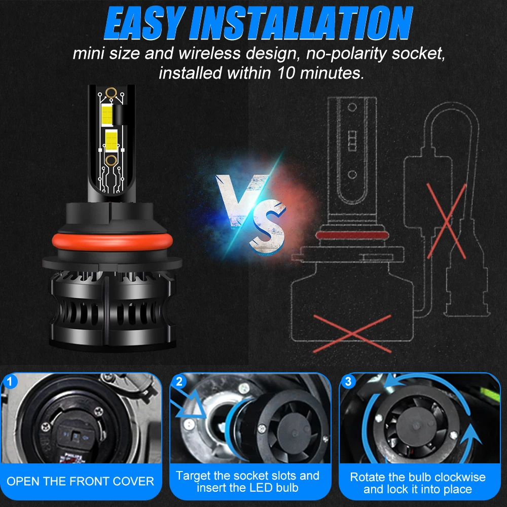 

Long Lasting Car Headlight Bulbs, H7 H8 H9 H11 H4 H13 HB1 HB2 HB3 HB4 LED Headlight Bulbs