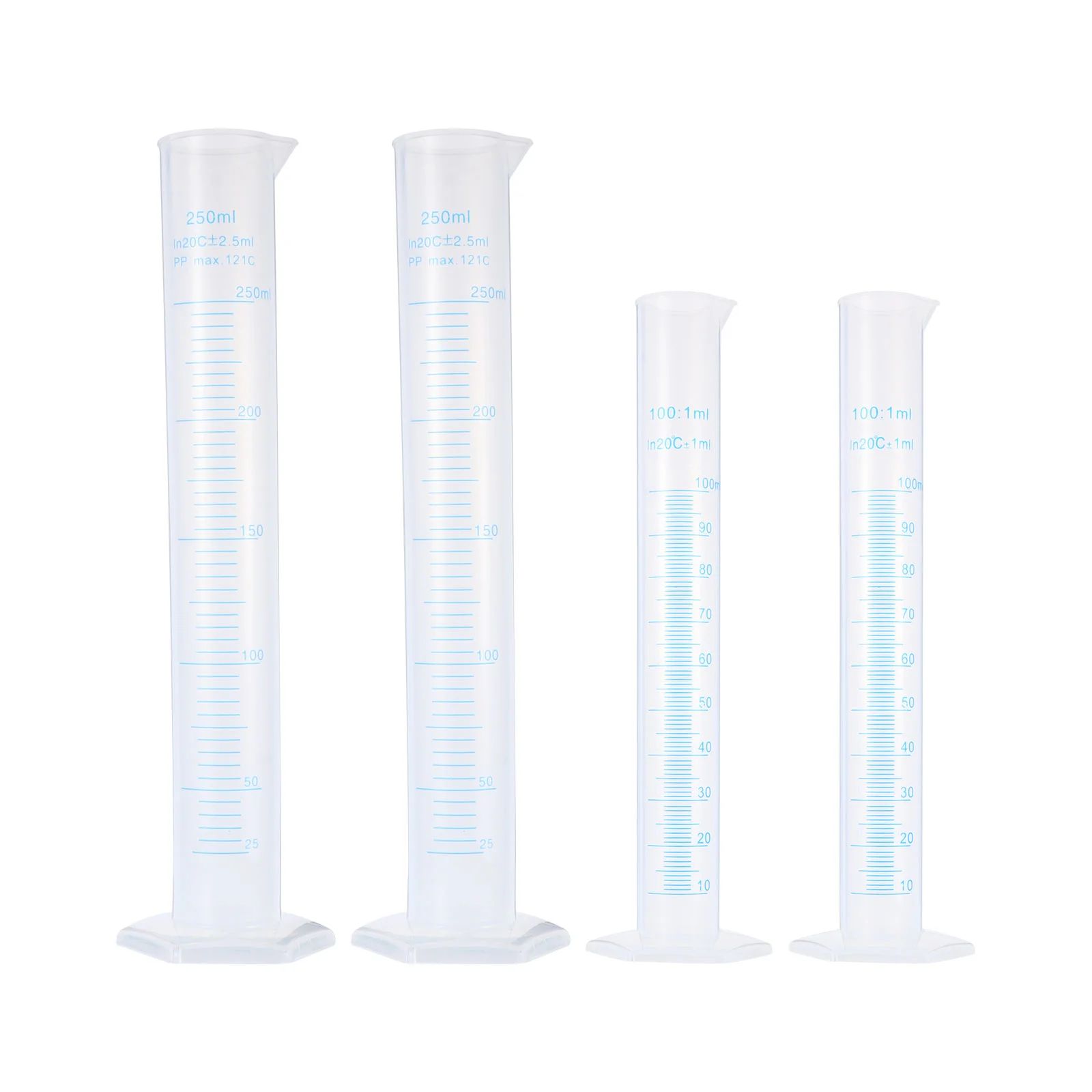 

4 Pcs Scale Pp Plastic Measuring Cylinder Plastigauge 250 Graduated Transparent Test Tube