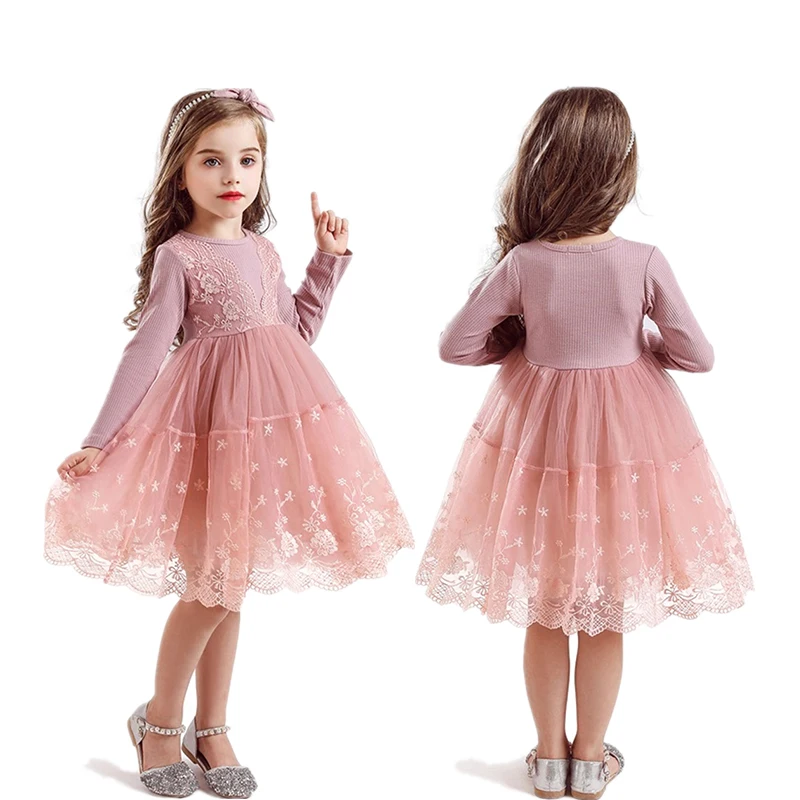 

Kids Dresses For Girls Long Sleeve Girl Dress Lace Princess Party Fluffy Cake Smash Dress Casual Dress Kid Dress 3 5 7 8 Years