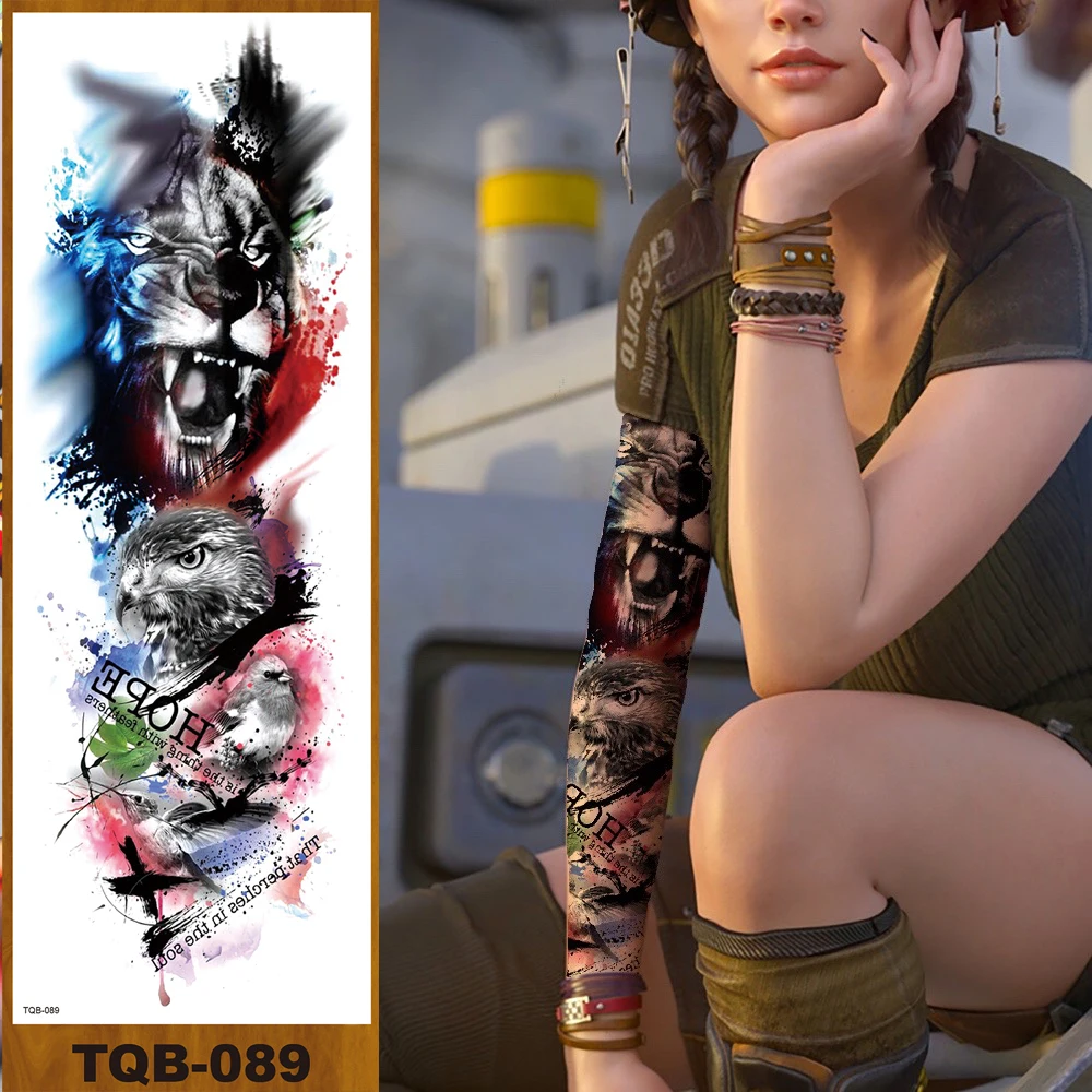 Тату-наклейка Временная на всю руку с цветами для мужчин женщин девочек тела ног